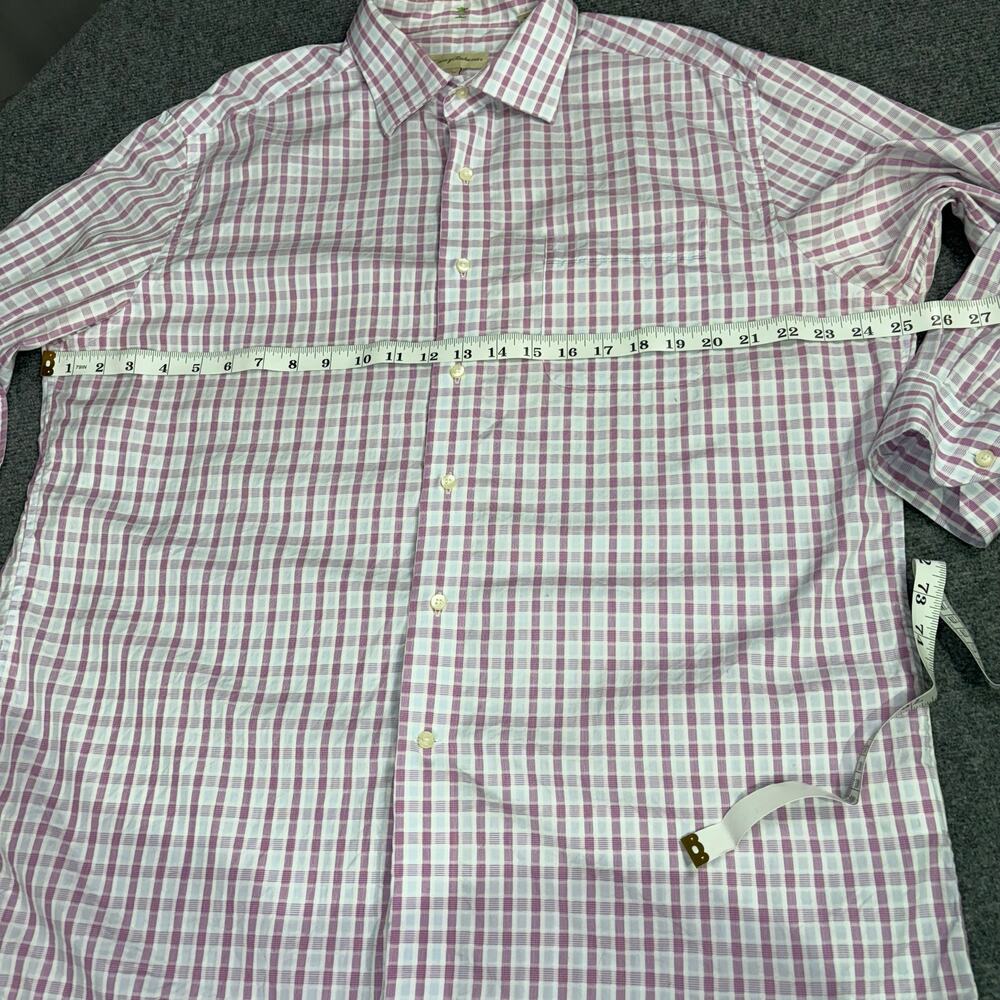 Tommy Bahama Shirt Men’s 17 32-33 Plaid Cotton Lightweight Corpcore Pink White - Picture 9 of 13